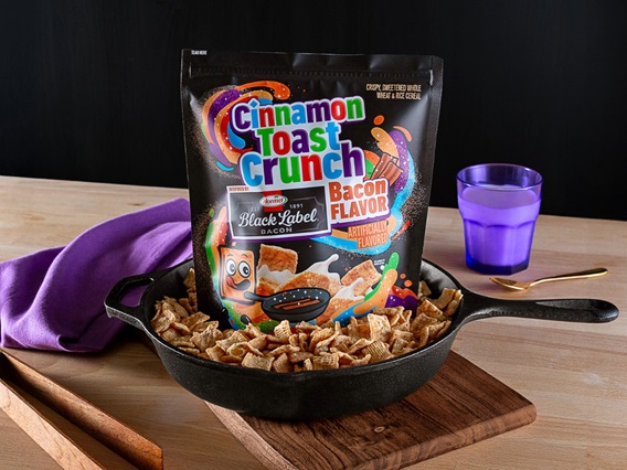 CINNAMON TOAST CRUNCH™ and HORMEL® BLACK LABEL® Bacon come together again to debut limited-edition sweet and savory cereal.